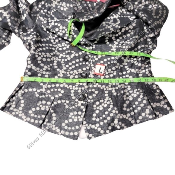 POLKA Dot Black and White Cotton Peplum Style Blazer Jacket Top  Size L - NEW - Picture 5 of 8